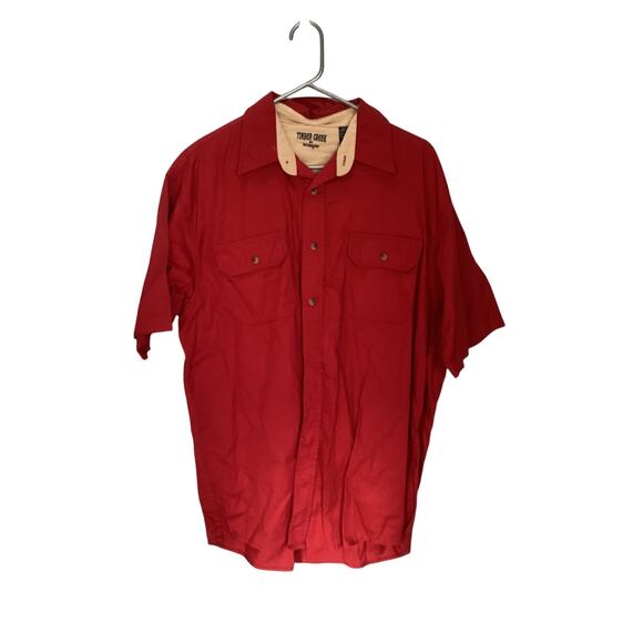 Timber Creek Wrangler Men Burgundy Red Button Down Size Large Work Shirt Collard - Picture 1 of 4